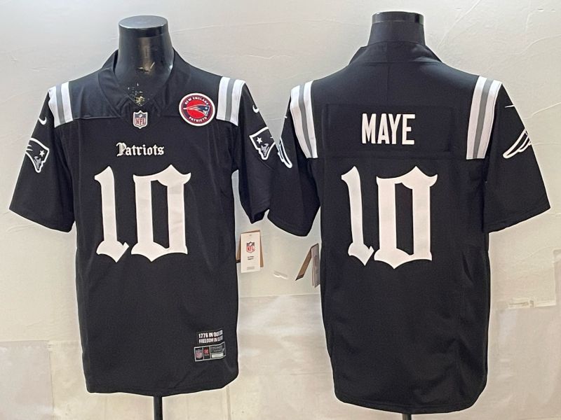 Men 2026 New England Patriots #10 Maye Black 7th generations Nike Limited NFL Jersey style 001